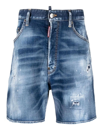 Shop Dsquared2 Blue Cotton-blend Shorts In Denim