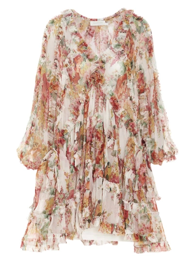 Shop Zimmermann Mae Frill Dress In Ivory Floral