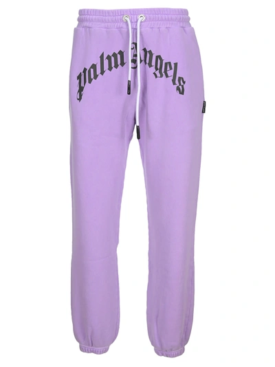 Shop Palm Angels Curved Logo Sweatpants In Lilac
