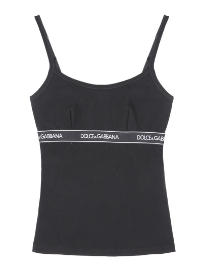 Shop Dolce & Gabbana Top With Logo Band In Nero