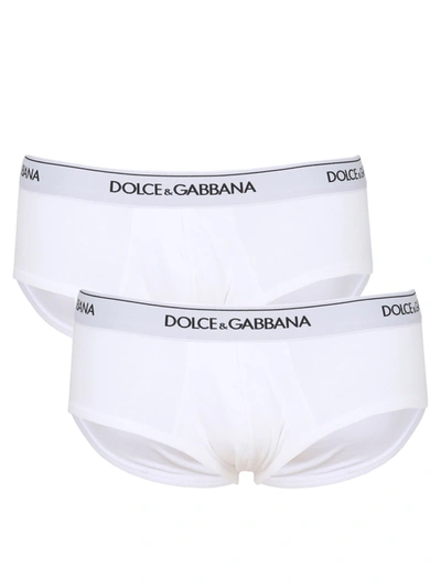 Shop Dolce & Gabbana Pack Of Two Slips In Bianco