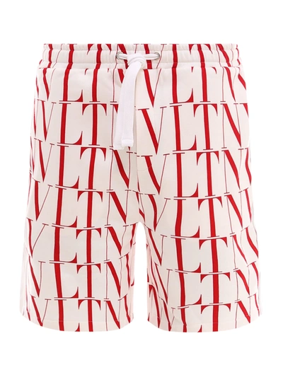 Shop Valentino Bermuda Shorts In Bianco/rosso