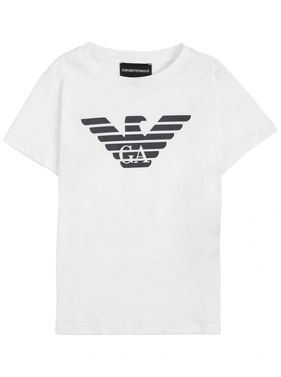 Shop Emporio Armani White Cotton T-shirt With Logo Print
