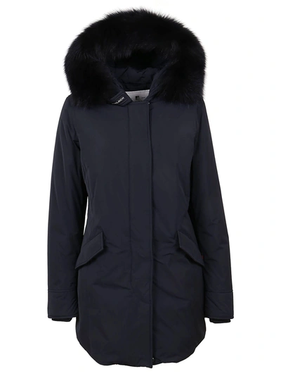 Shop Woolrich Blue Technical Fabric Padded Coat