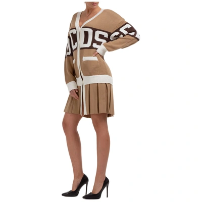 Shop Gcds Logo Mini Dress In Marrone