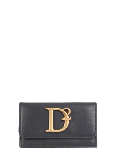 Shop Dsquared2 Leather Card Holder In Nero
