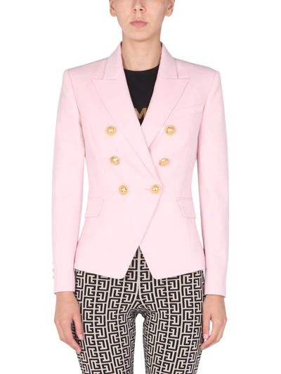Shop Balmain Balno Double-breasted Jacket In Rosa