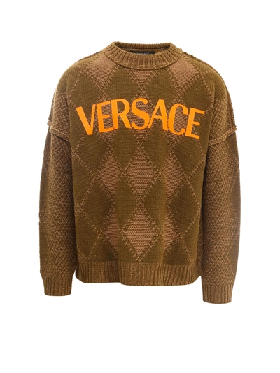 Shop Versace Sweater In Brown