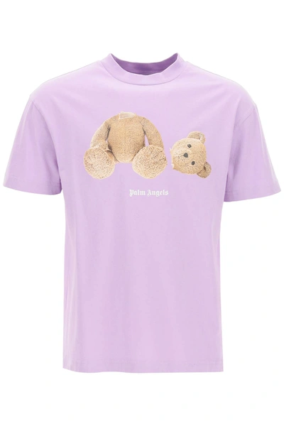 Shop Palm Angels Bear Print T-shirt In Lilac Brown