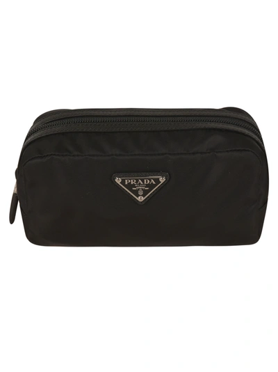 Shop Prada Logo Wash Bag In Black