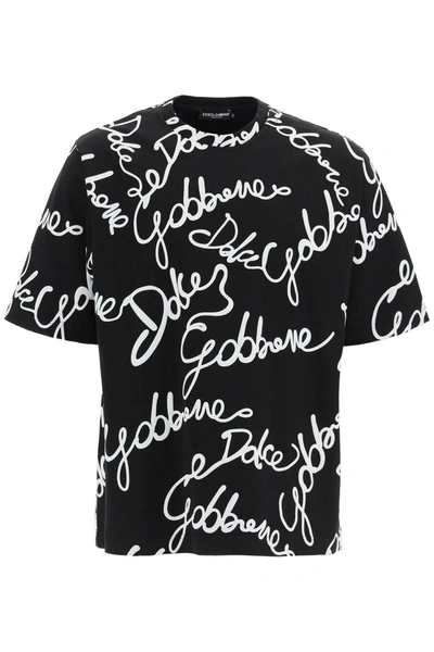 Shop Dolce & Gabbana Oversize All-over Logo T-shirt