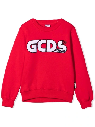 Shop Gcds Mini Red Cotton Sweatshirt In Rosso