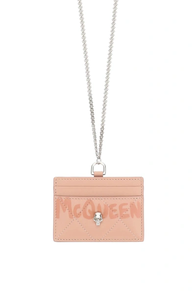 Shop Alexander Mcqueen Cardholder With Chain In Rosa