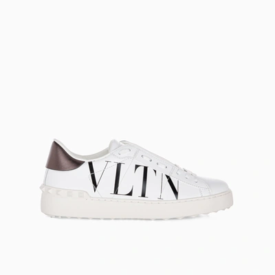 Shop Valentino Open Calfskin Sneaker In Bianco/nero/dark Rutenio/bianc