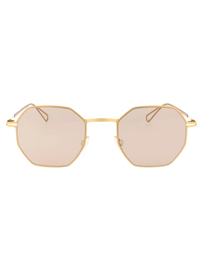 Shop Mykita Walsh Sunglasses In 839 C78 Glossygold/pow8softbrown Solid