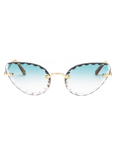 Shop Chloé Ce157s Sunglasses In 839 Gold Gradient Turquoise