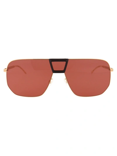 Shop Mykita Cayenne Sunglasses In 307 Mh8 Ebonybrown/cgd Purple Olid Shield