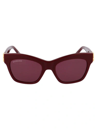 Shop Balenciaga Bb0132s Sunglasses In 004 Burgundy Gold Red