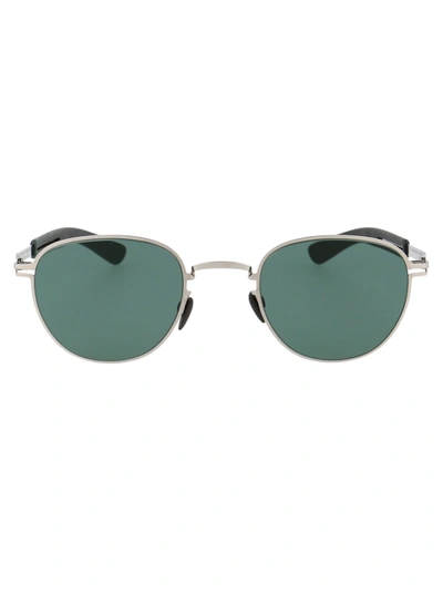 Shop Mykita Basil Sunglasses In 245 Mh3 Silver/storm Greyneophan Solid