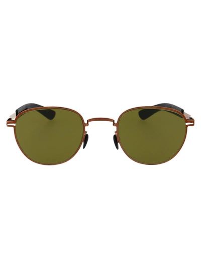 Shop Mykita Basil Sunglasses In 247 Mh5 Shinnycopper/pitch Blhollygreen Solid