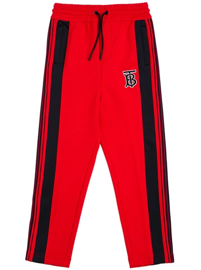 Shop Burberry Red And Black Emmett Pants With Logo