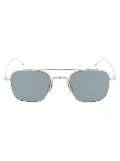 Shop Thom Browne Tb-907 Sunglasses In Silver W/ Dark Grey - Silver Flash Mirror - Ar