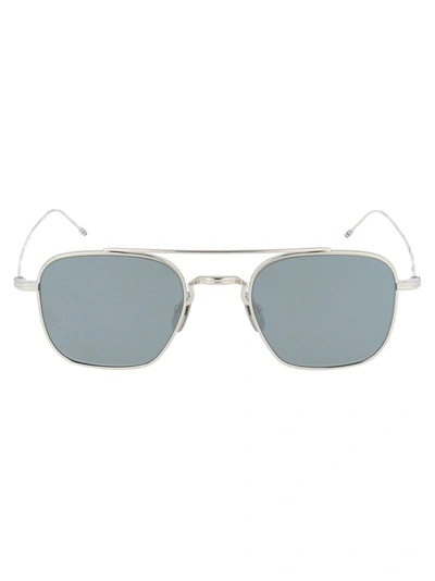 Thom Browne Sunglasses In Silver W/ Dark Grey - Silver Flash Mirror - Ar