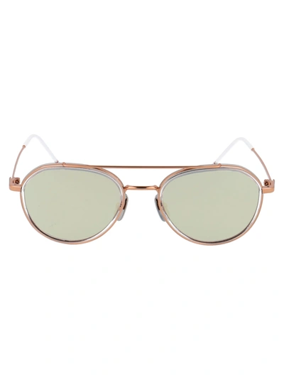 Shop Thom Browne Tb-801 Sunglasses In Rose Gold - Crystal Clear W/ Dark Grey - Milky Gold Flash - Ar