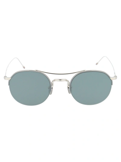 Thom Browne Sunglasses In Silver - Black Enamel W/ Dark Grey - Ar