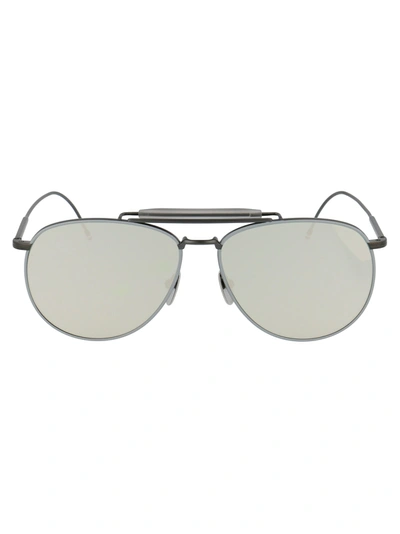Shop Thom Browne Tb-015 Sunglasses In Black Iron - Grey W/dark Grey - Silver Mirror - Ar