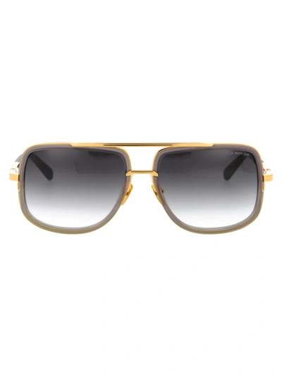 Shop Dita Mach-one Sunglasses In T-gry-gld Satin Crystal Grey-yellow Gold W/ Dark G