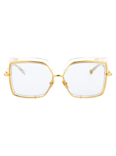 Shop Dita Narcissus Sunglasses In Crystal Clear Yellow Gold W/ Light Grey To Dark Grey Photocromatic