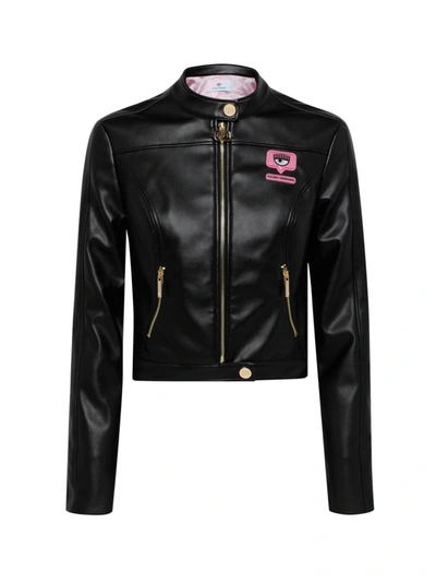 Shop Chiara Ferragni Coated Fabric Jacket In Nero.