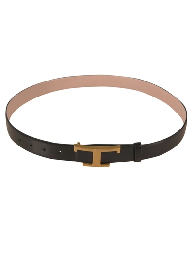 Shop Tod's Reversible T-logo Belt In Black
