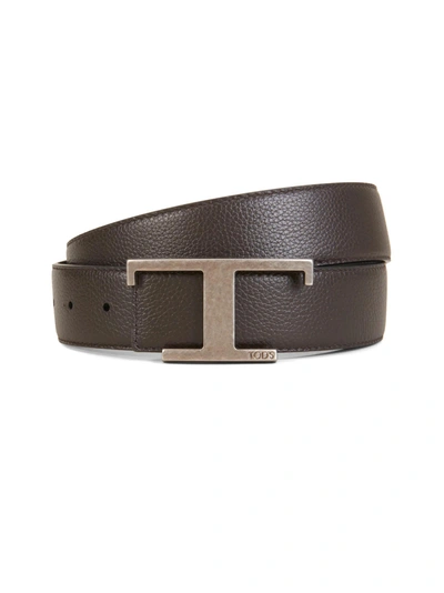 Shop Tod's Reversible Belt In Dark Brown Leather