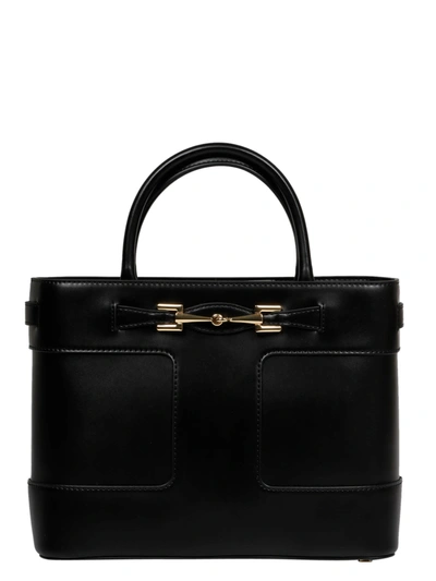 Shop Elisabetta Franchi Clamp Shopping Small Bag In Black