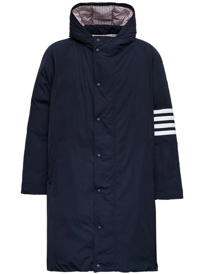 Shop Thom Browne Blue Nylon Jacket With 4bar Detail
