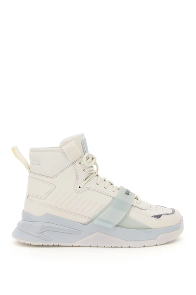 Shop Balmain B-ball Hi-top Sneakers In White (white)