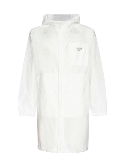Shop Prada Raincoat In Bianco