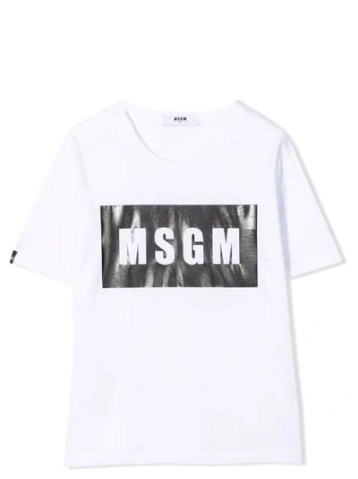 Shop Msgm T-shirt With Print In Bianca