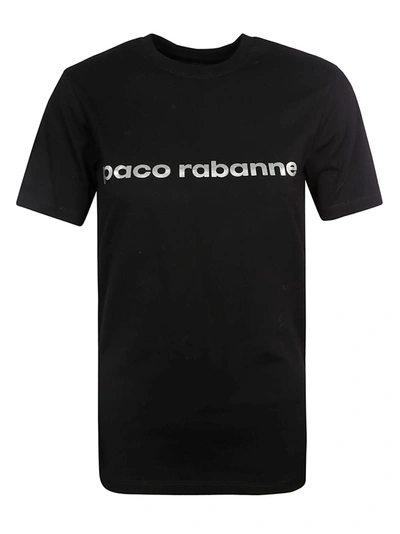 Shop Rabanne Regular Chest Logo T-shirt In Black