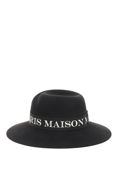 Maison Michel Virginie Logo-tape Fedora Hat In Black