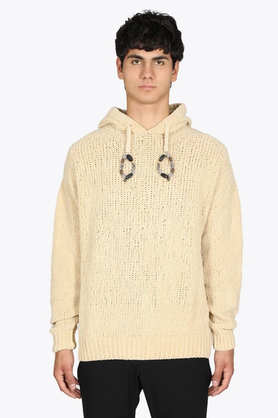 Shop Bonsai Rib Knit Milk Cenille Hooded Sweater In Neutrals