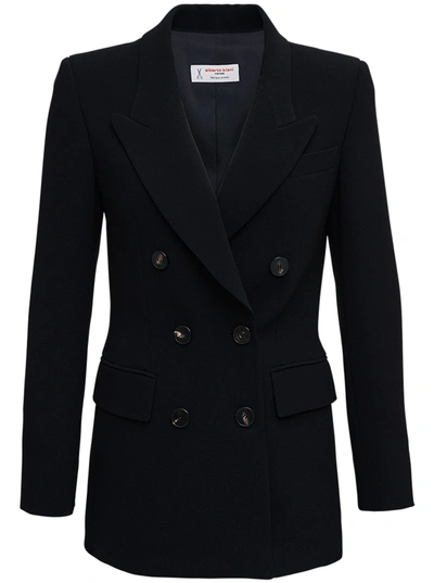 Shop Alberto Biani Double-breasted Jacket In Black Cady In Nero