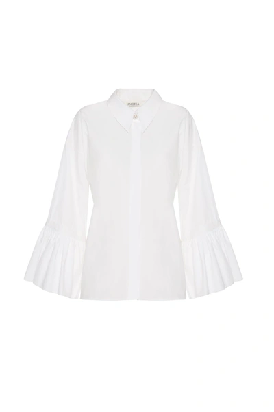 Shop Amotea Claudia Shirt In White Poplin