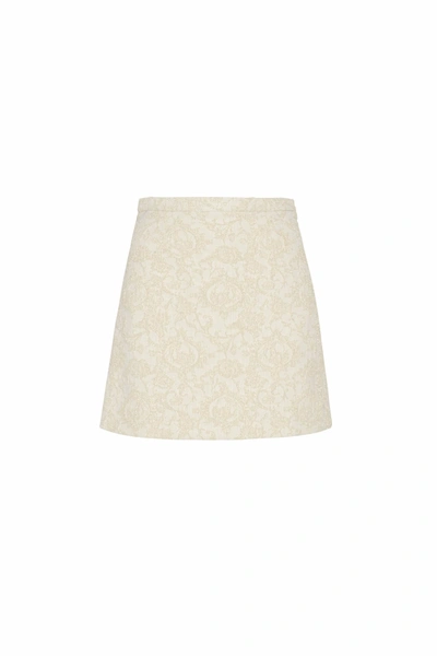 Shop Amotea Baby Mini Skirt In Ivory Brocade In Nude