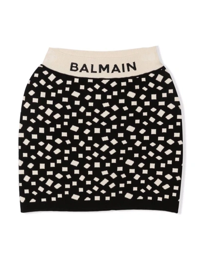 Shop Balmain Black Wool Skirt In Nero