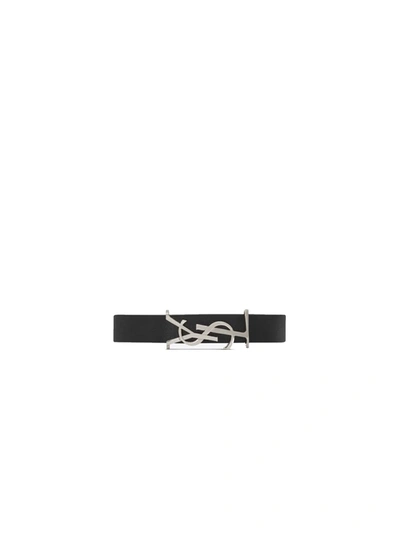 Shop Saint Laurent Opyum Bracelet In Black Leather In 1000 Black