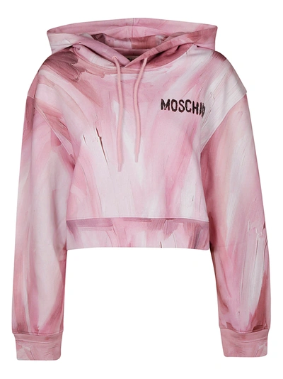 Shop Moschino Chest Logo Painted Hoodie