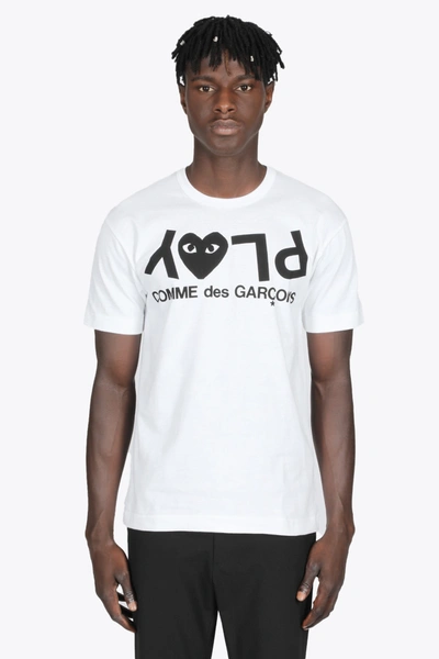 Shop Comme Des Garçons Play White Cotton T-shirt With Logo Print